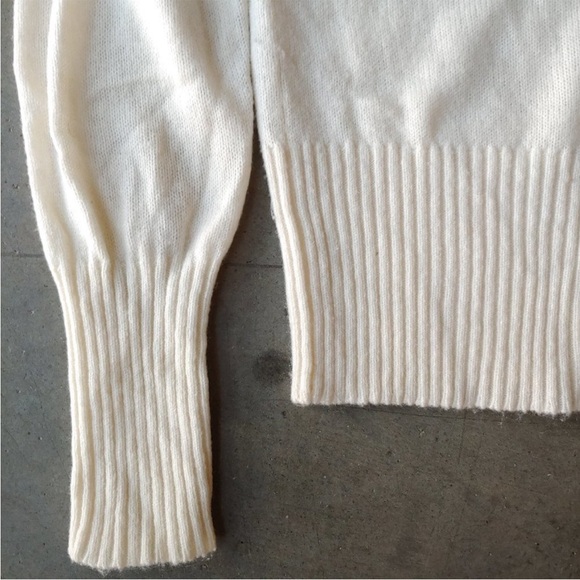 J. Crew White Ivory Ruffle Neck Wool-Blend Sweater medium - Picture 4 of 8